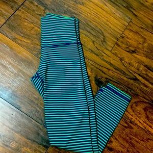 DYI Define Your Inspiration XS green/dark blue stripe athletic/yoga pants
